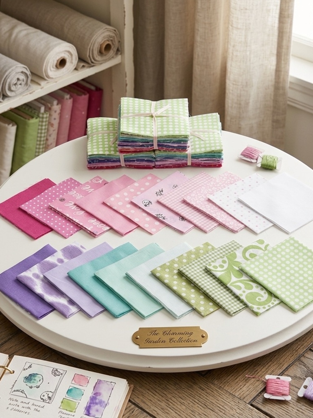 150 pcs Sorbet Swirl pre cut charm pack 5" squares 100% cotton fabric quilt